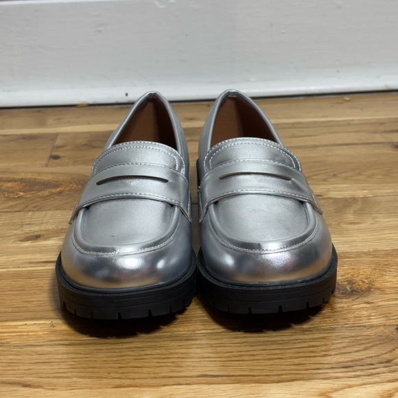 Kids Silver Loafers with Black Soles - Picture 2 of 4